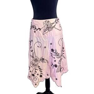 RAMPAGE LIGHT PINK WITH BROWN DECORATION SCALLOPED EDGE SKIRT SZ 5